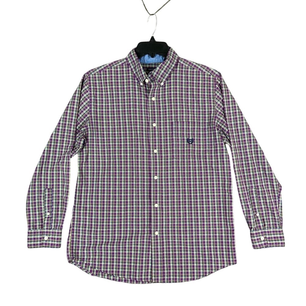 Chaps Shirt Men M Easy‎ Care Plaid Casual Modern Everyday Business Casual Preppy